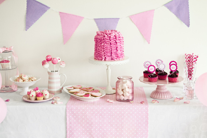Shabby chic bridal shower dessert table decoration