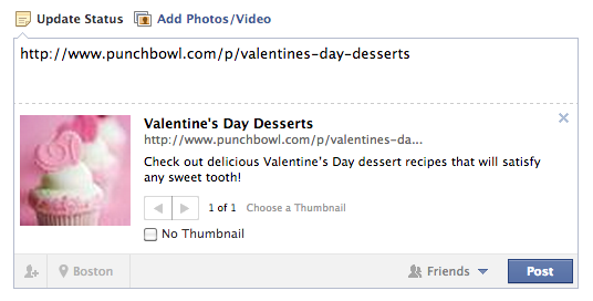Punchbowl link shared on Facebook 