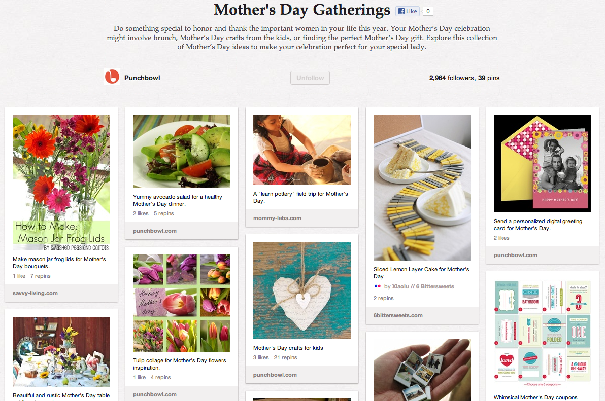 mother's day board pinterest