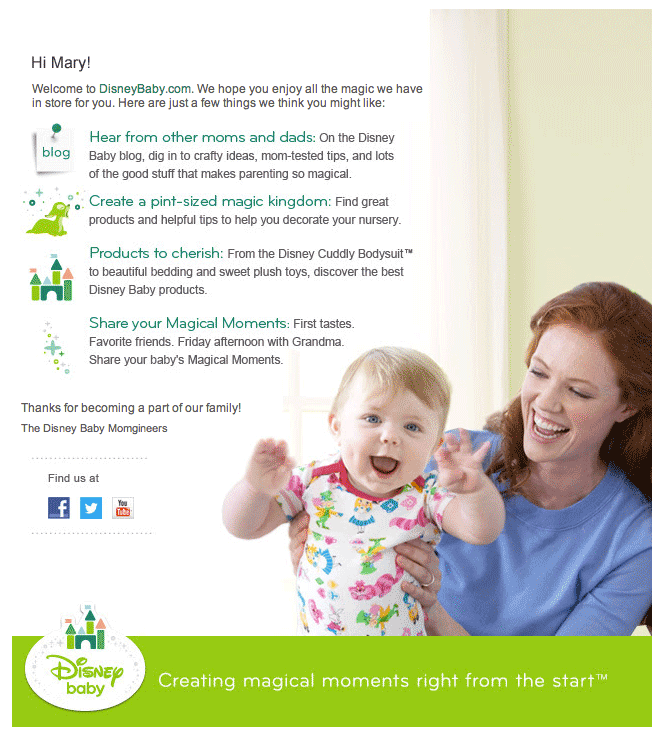 great welcome email disney baby