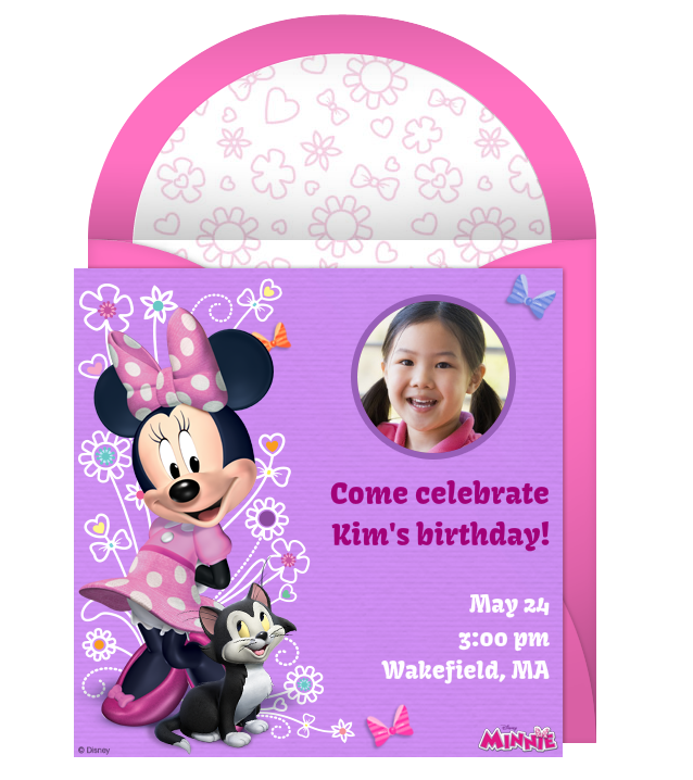 minnie mouse online photo invitation