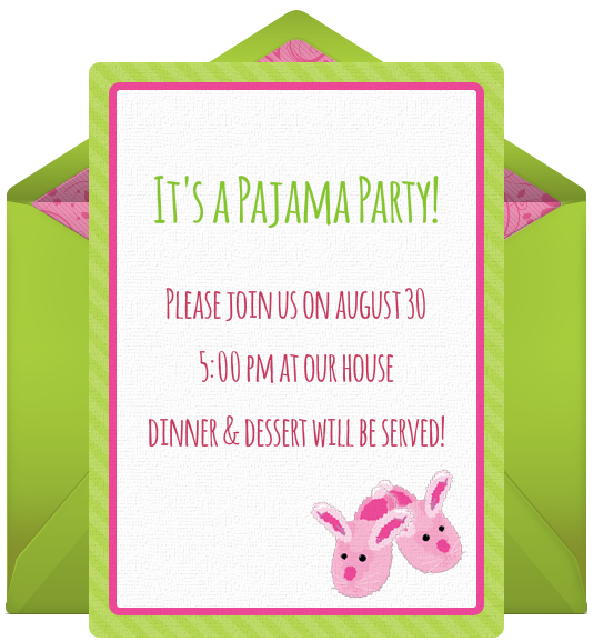sleepover slumber party free online invitation birthday
