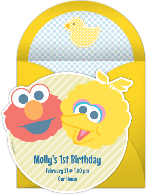 Sesame Street First 1st Birthday Online Invitation