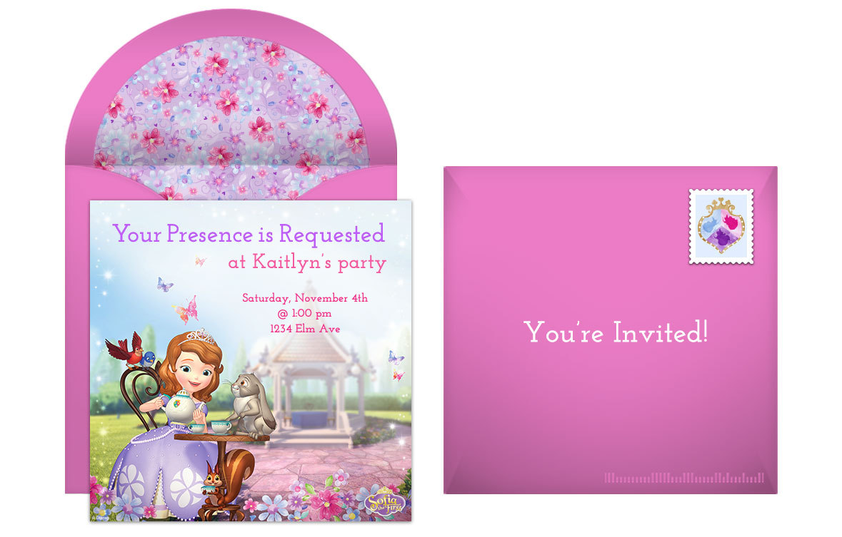 free disney sofia the first online invitation