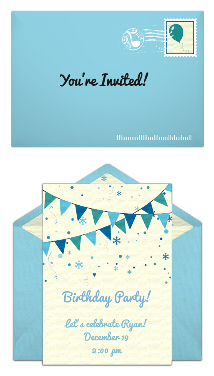 Free winter birthday party invitations